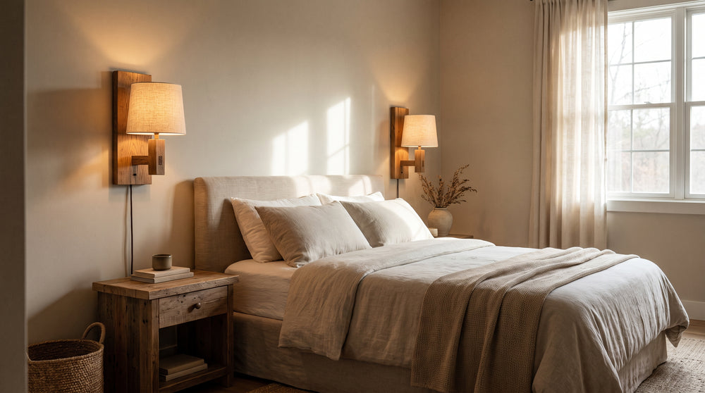 Wandleuchten aus Holz für das Schlafzimmer