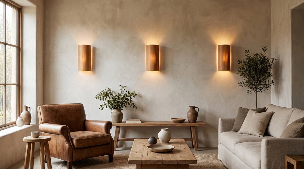 Wandleuchten aus Holz für das Wohnzimmer
