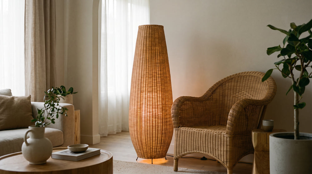 Korblampen für das Wohnzimmer