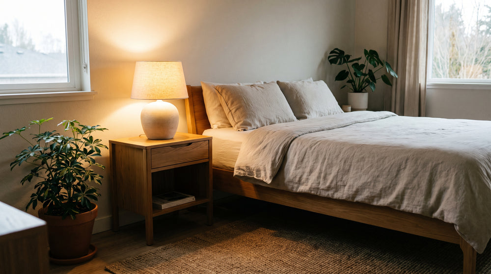 Braune Nachttischlampe