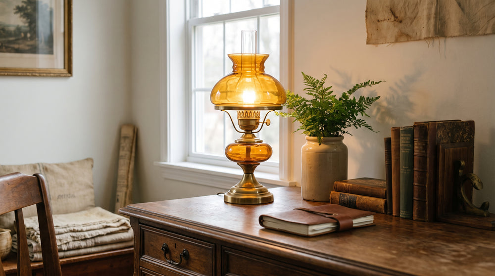 Tischleuchten in Vintage-Grün für das Büro