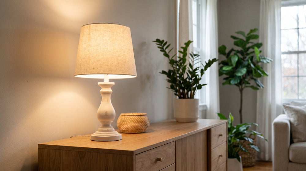 Tischleuchten aus Holz in Weiß