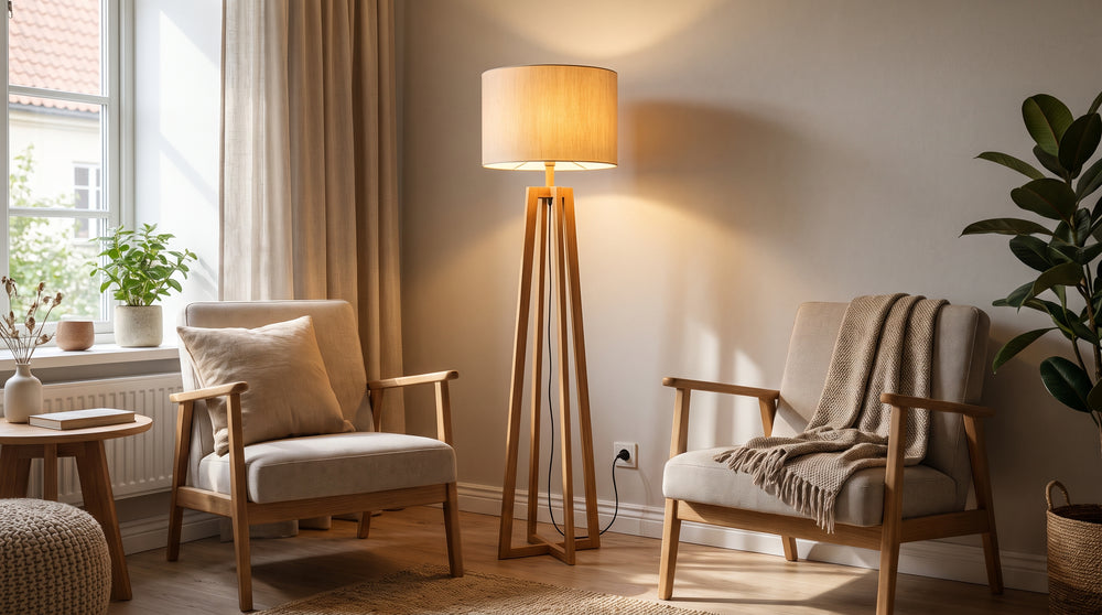 Stehlampen aus Holz