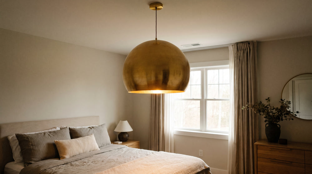 Goldfarbene Hängeleuchten für das Schlafzimmer