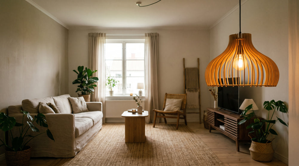 Holz-Pendelleuchten für das Wohnzimmer