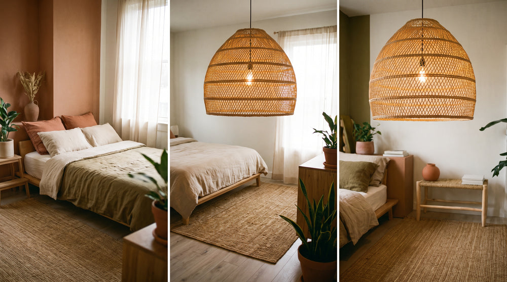 Rattan-Hängeleuchten für das Schlafzimmer