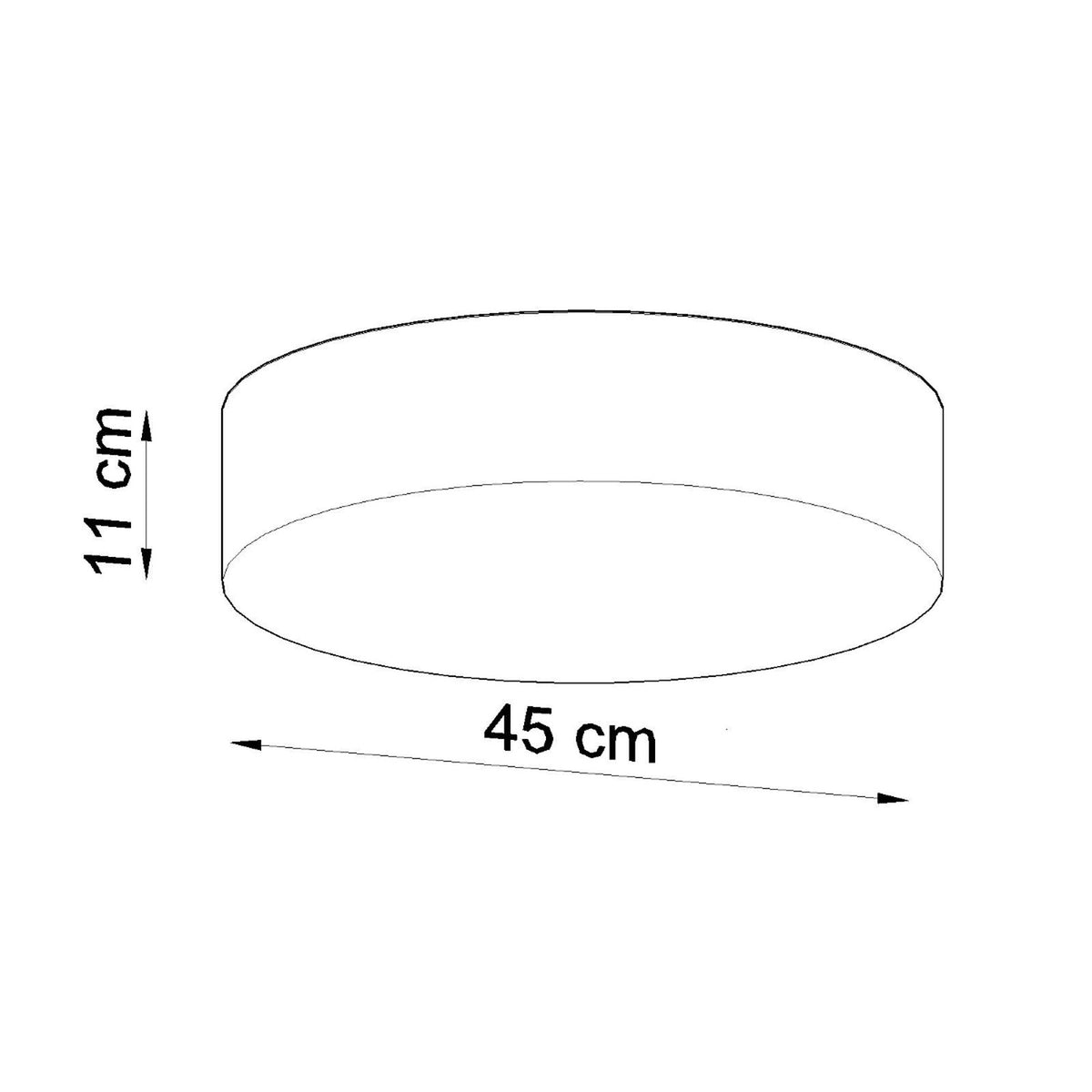 Schéma coté indiquant un diamètre de 45 cm et une hauteur de 11 cm