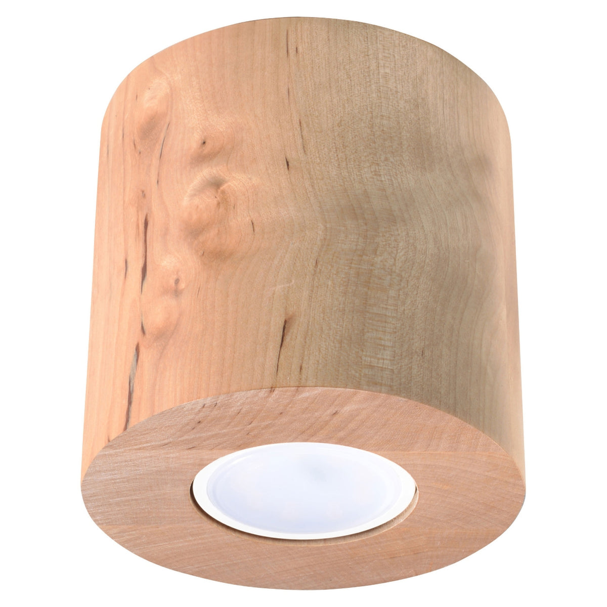 Vue de dessous du cylindre en bois naturel avec diffuseur blanc central