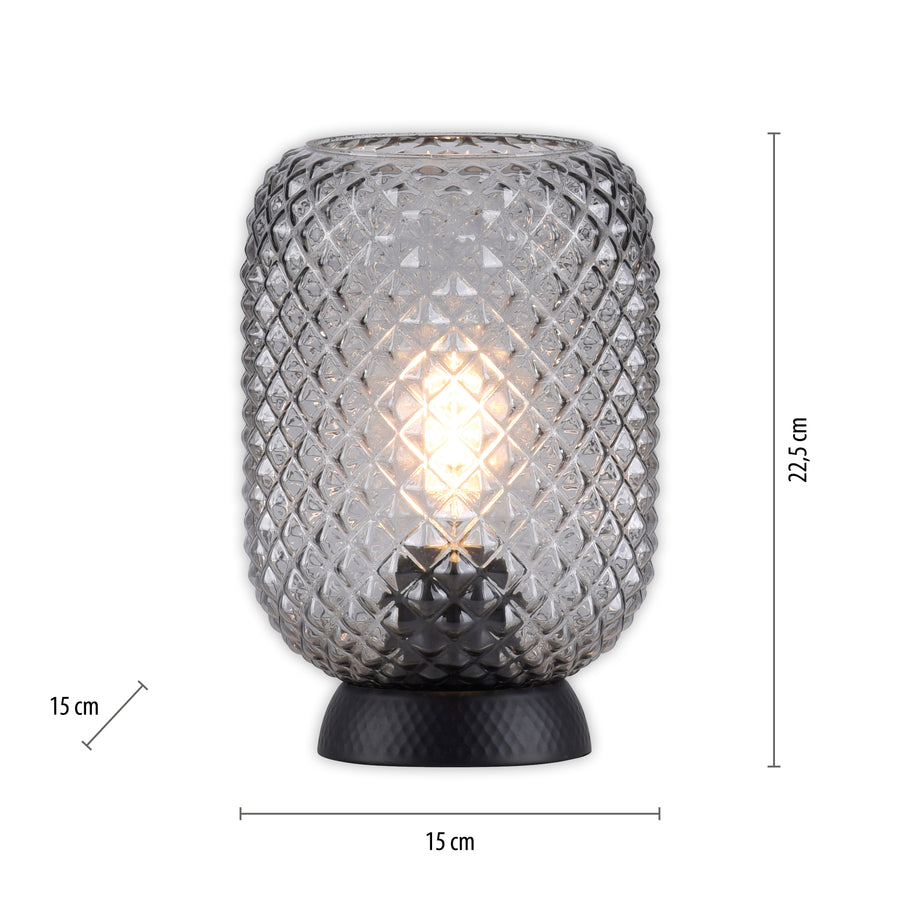 Lampe à poser Reishi fumée, verre