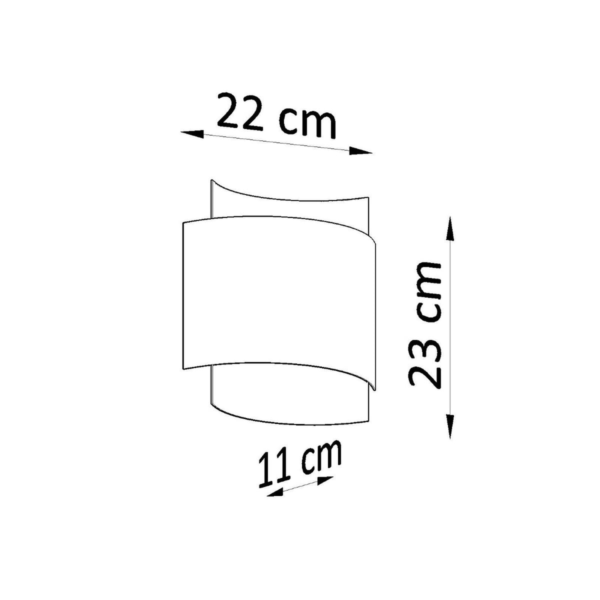 Schéma coté : 22 cm de large, 23 cm de haut, 11 cm de profondeur.