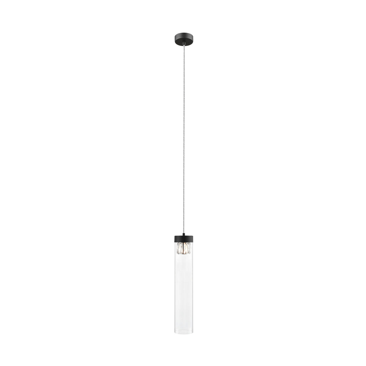 Vue d'ensemble de la suspension avec câble réglable et embase plafond noire