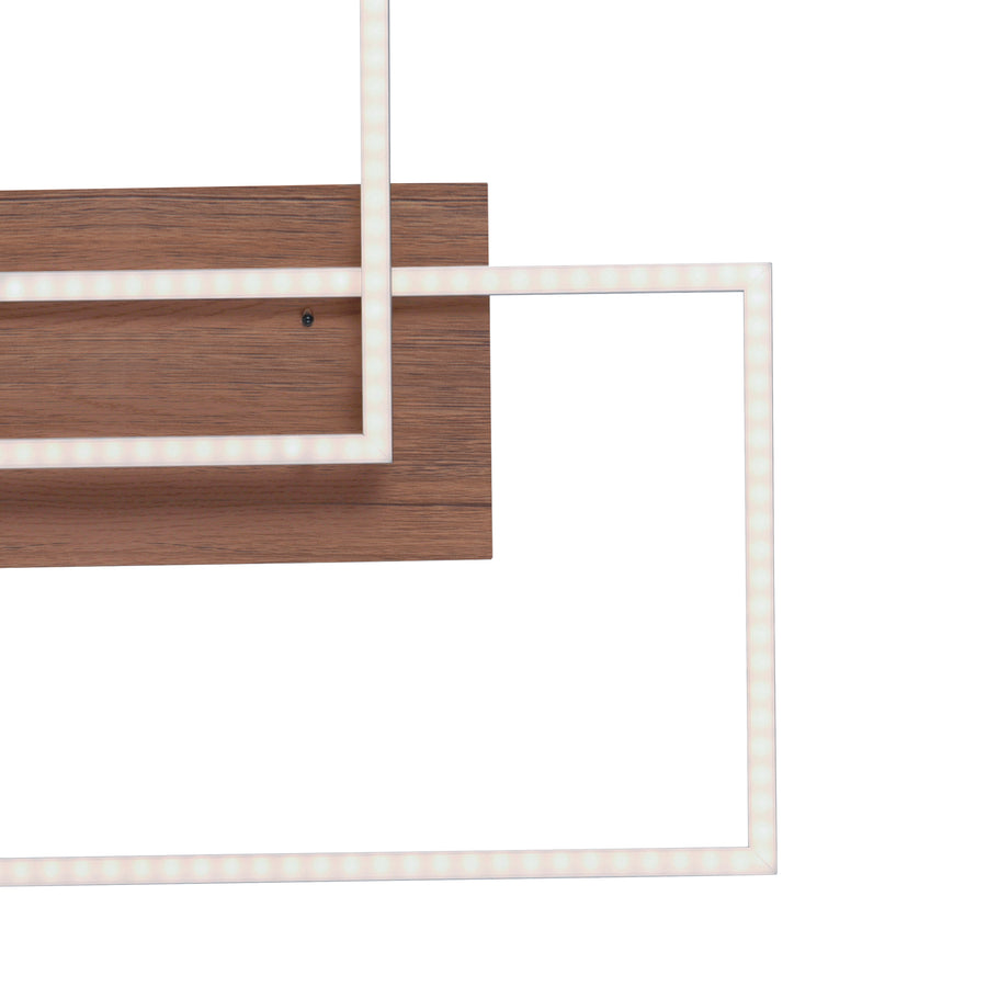 Plafonnier Iven aluminium et bois, L 42 cm