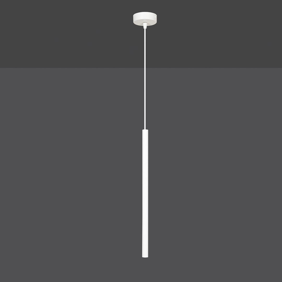 Vue d'ensemble du luminaire suspendu blanc détouré sur fond gris anthracite uni