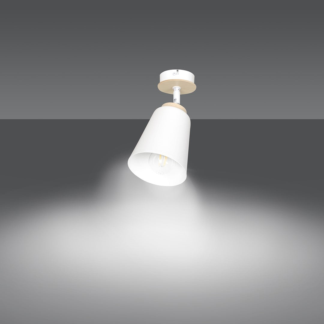 Simulation du faisceau lumineux blanc projeté par le spot vers le bas