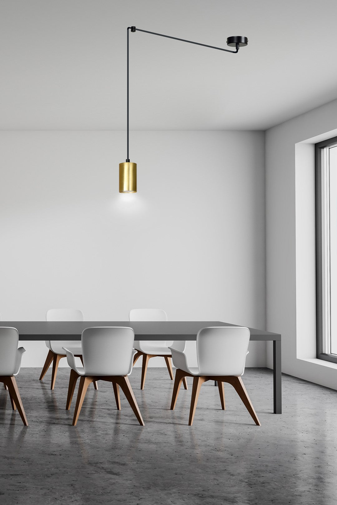 Mise en ambiance au-dessus d'une table de salle à manger minimaliste