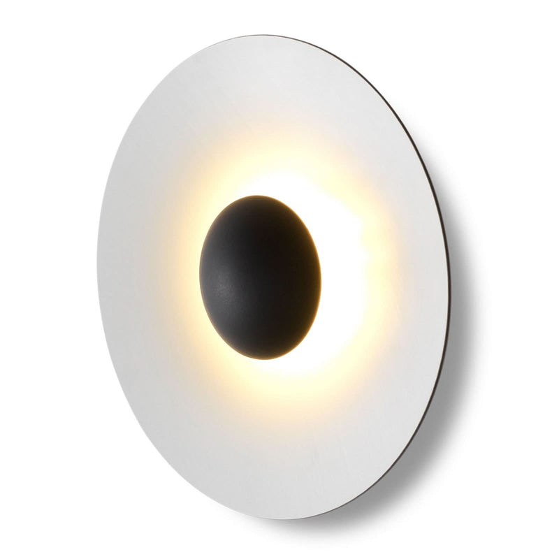 Applique murale LED Ginger 32C en bois, chêne et blanc, Ø 32 cm
