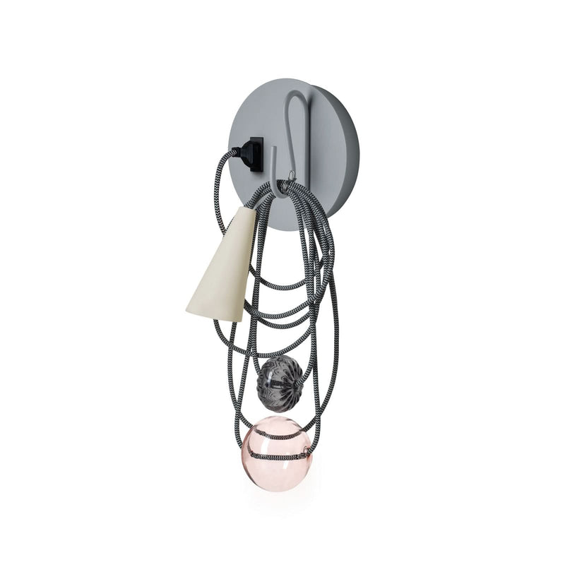 Applique murale Filo en verre, gris et transparent, hauteur 52 cm