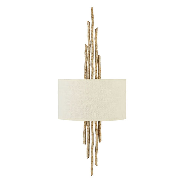 Applique murale Spyre en tissu, blanc et or, 2 lumières, hauteur 68,6 cm
