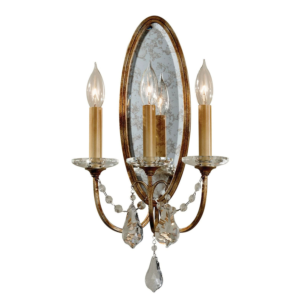 Applique murale Valentina en verre, bronze et transparent, 3 lumières, hauteur 48,4 cm