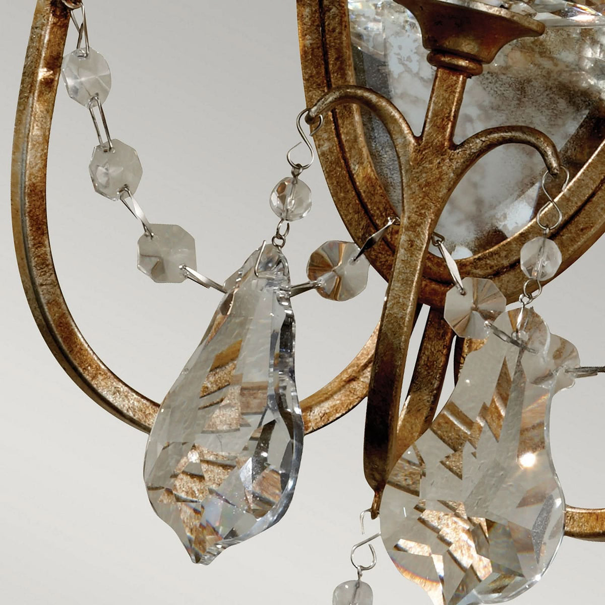 Applique murale Valentina en verre, bronze et transparent, 3 lumières, hauteur 48,4 cm