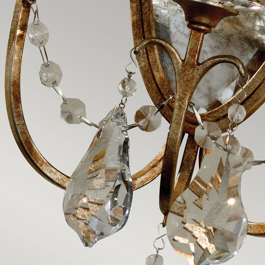 Applique murale Valentina en verre, bronze et transparent, 3 lumières, hauteur 48,4 cm