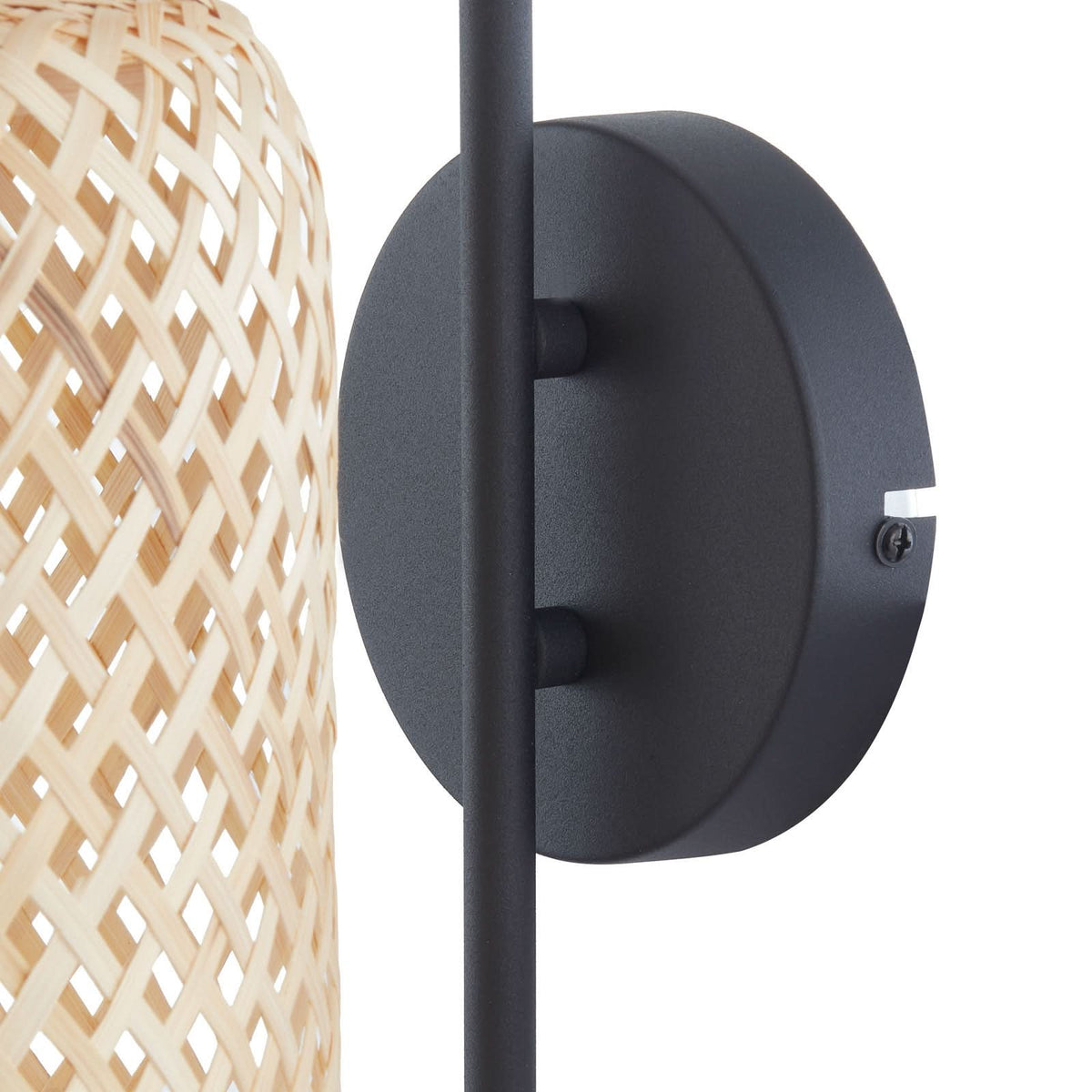 Applique murale Venora en bambou, bois et noir, Ø 15 cm