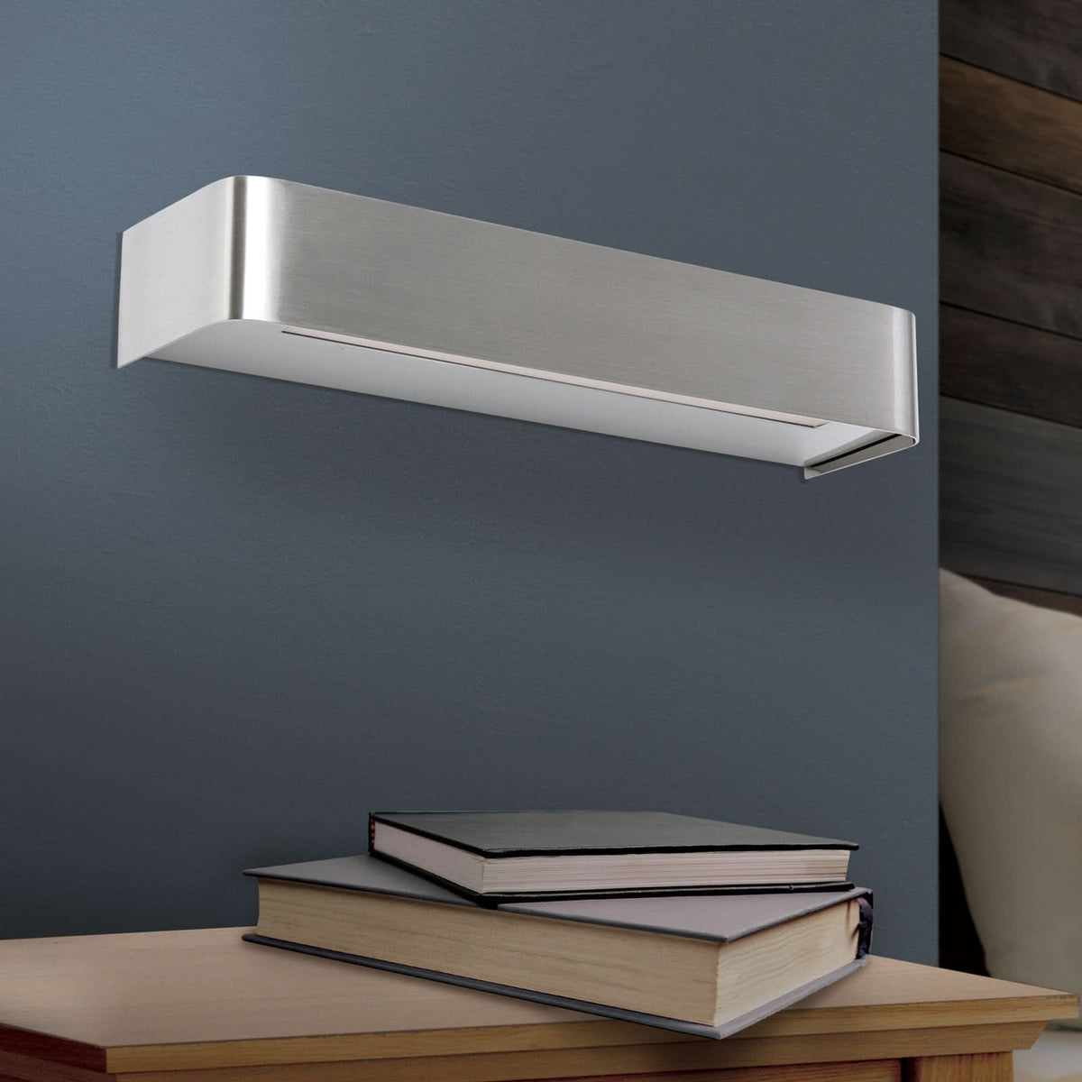 Applique murale LED Bernhard en métal, acier et blanc, hauteur 5 cm