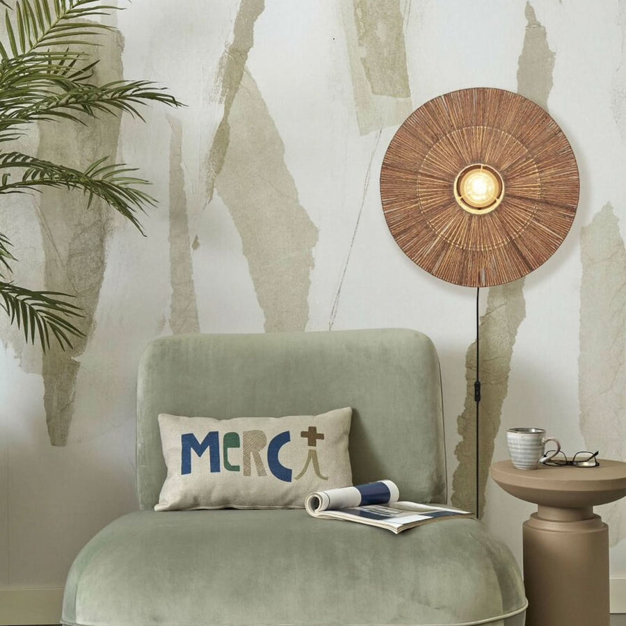 Applique murale Iguazu en tissu, crème, Ø 55 cm
