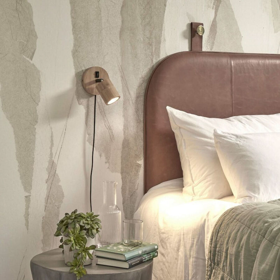 Applique murale Java en bambou, crème, hauteur 12 cm