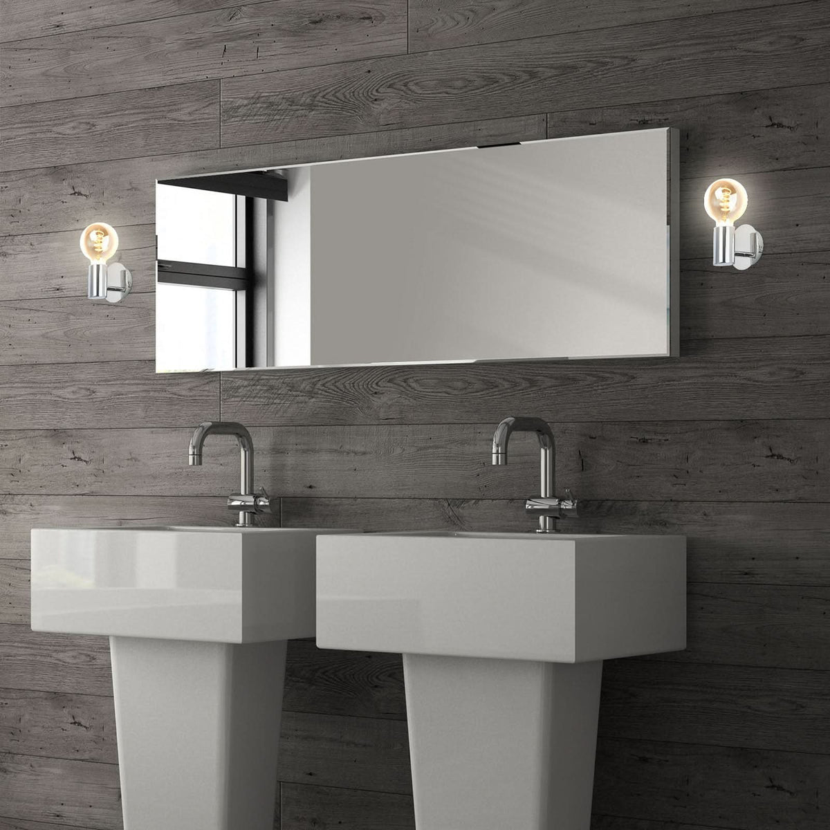 Applique murale Kosol en métal, chromé, Ø 10 cm, IP44