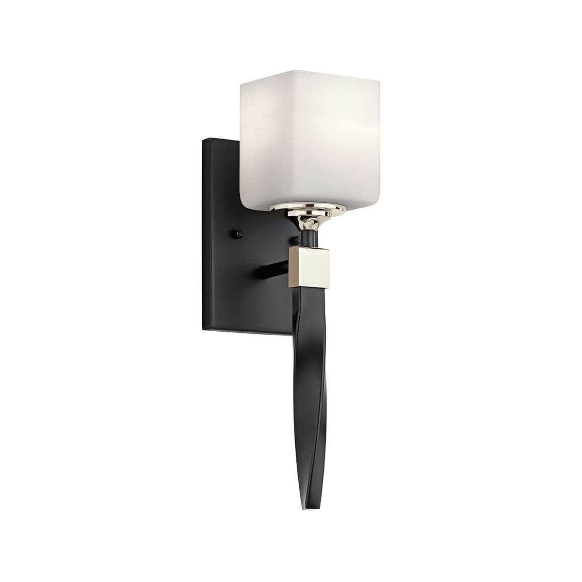 Applique murale Marette en verre, noir et blanc, hauteur 41,3 cm, IP44