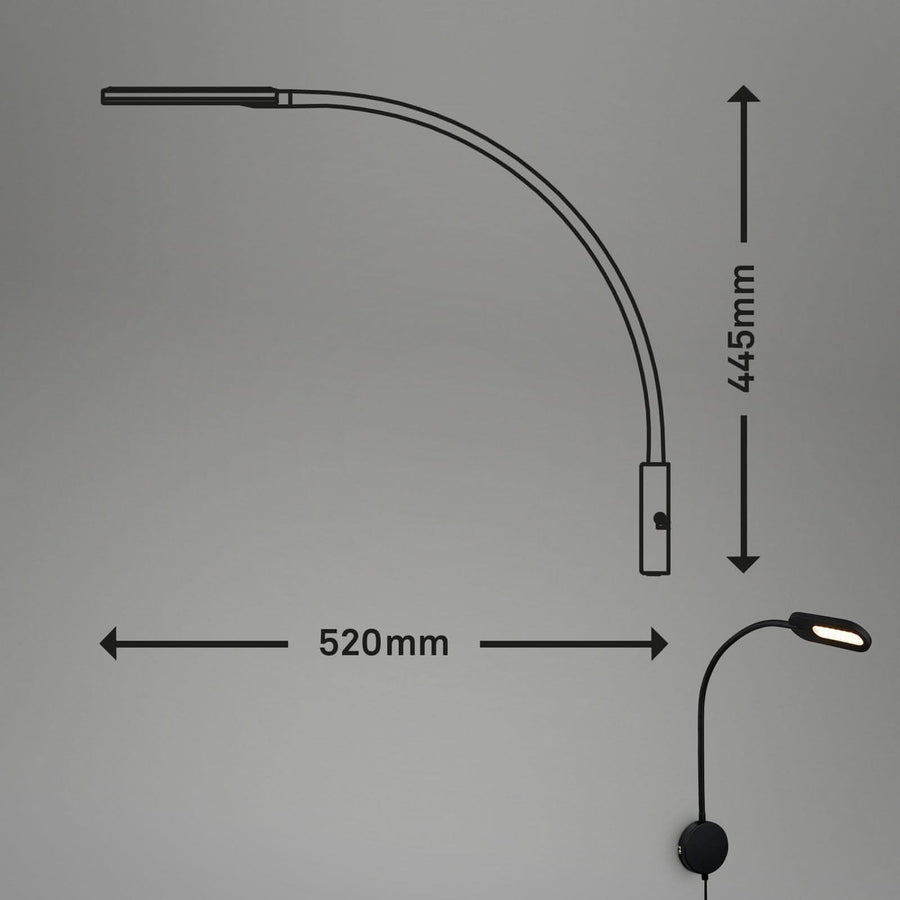 Applique murale LED 2177015 en métal, noir, hauteur 44,5 cm
