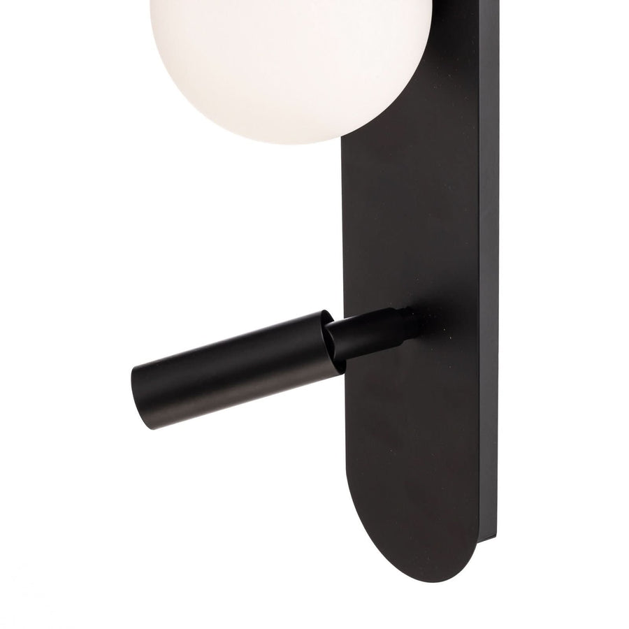 Applique murale Sirio en verre, blanc et noir, 2 lumières, hauteur 34 cm