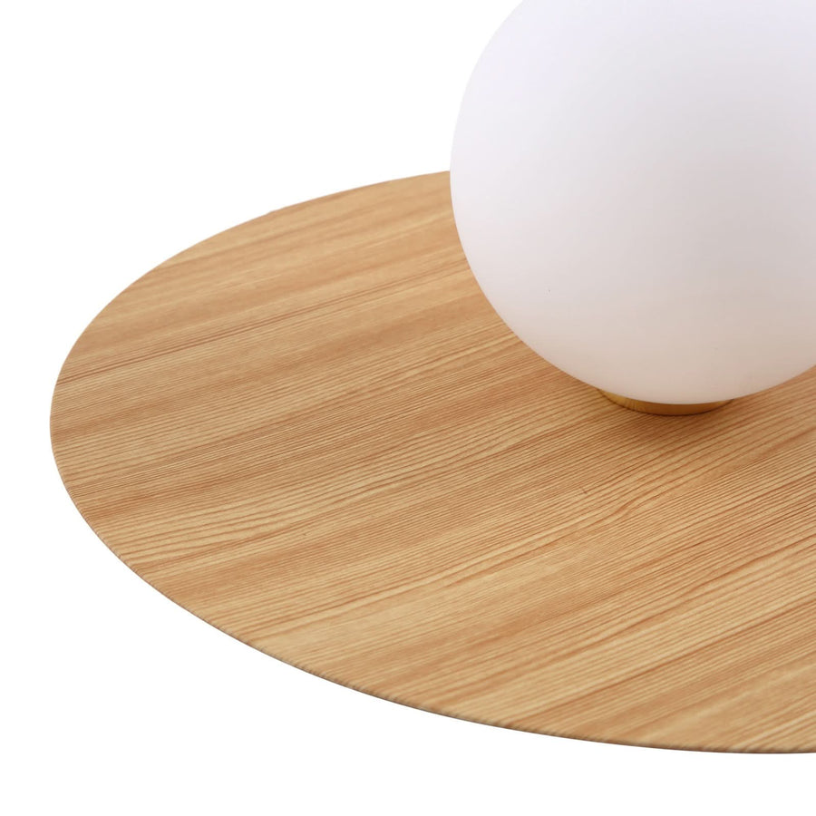 Applique murale Zain en verre, bois et blanc, Ø 33 cm