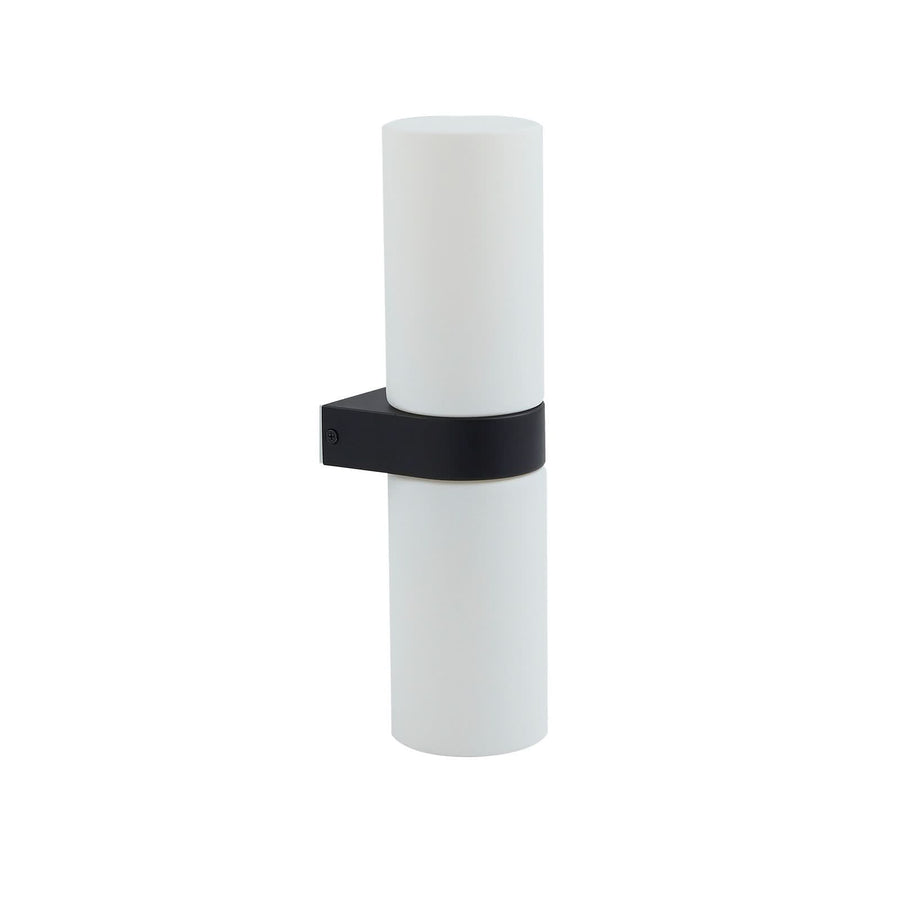Applique murale Basolo en verre, noir et blanc, 2 lumières, hauteur 31,5 cm, IP44