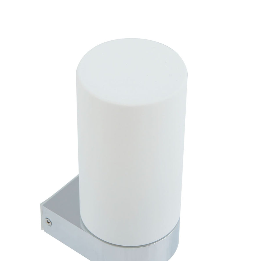 Applique murale Basolo en verre, chromé et blanc, hauteur 17,2 cm, IP44