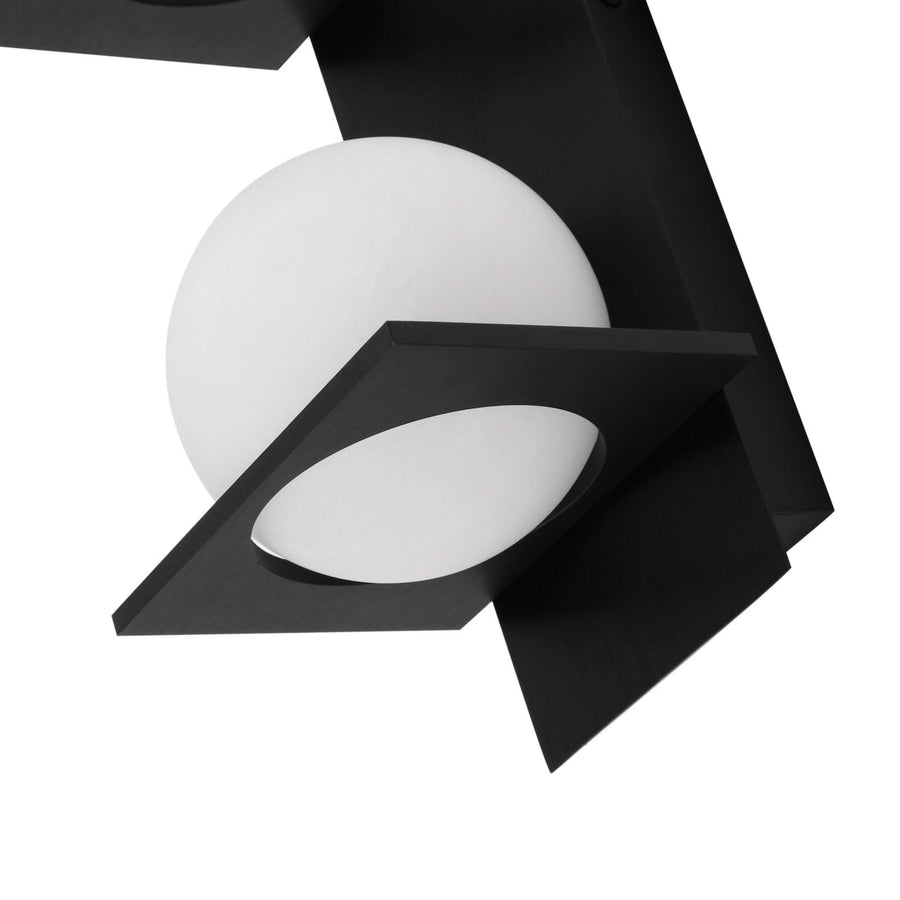 Applique murale Kulka en verre, noir et blanc, 2 lumières, hauteur 32 cm