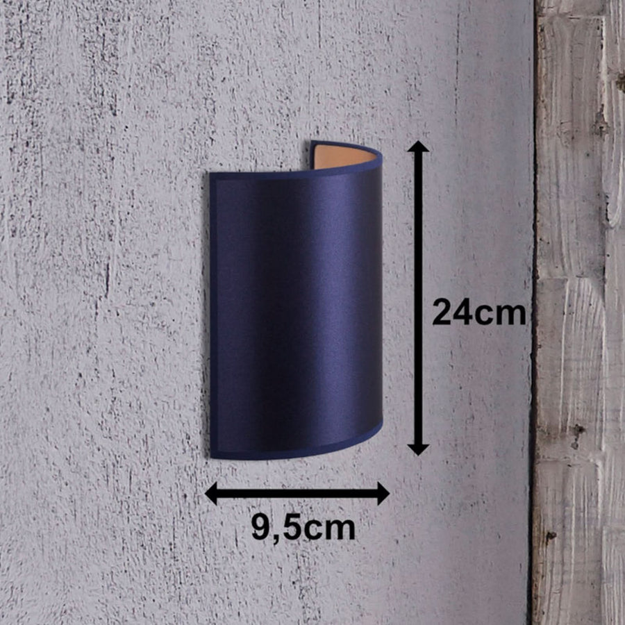 Applique murale Satin en tissu, bleu foncé et doré, hauteur 24 cm