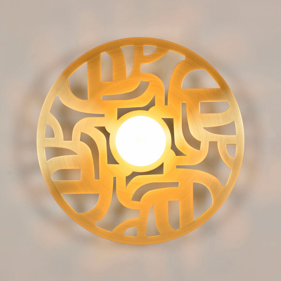Applique murale Labyrinthe en métal, laiton, Ø 40 cm