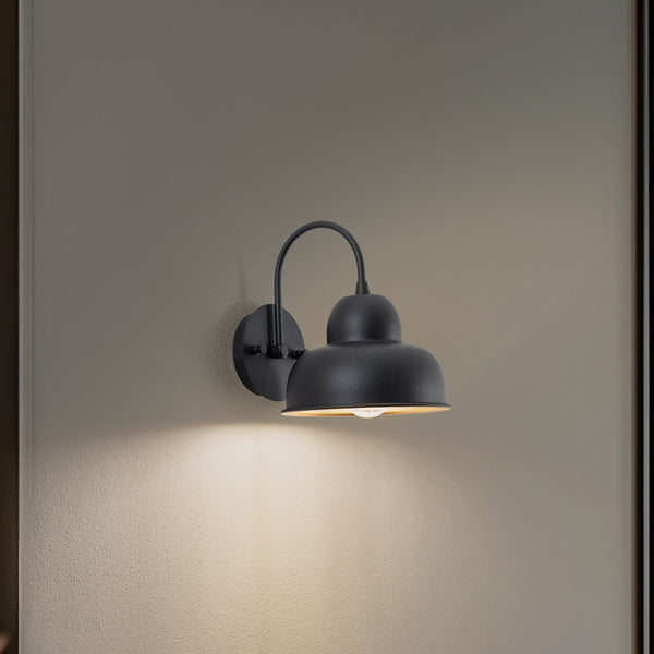 Applique murale Berceste 180-A en métal, noir et or, hauteur 24 cm