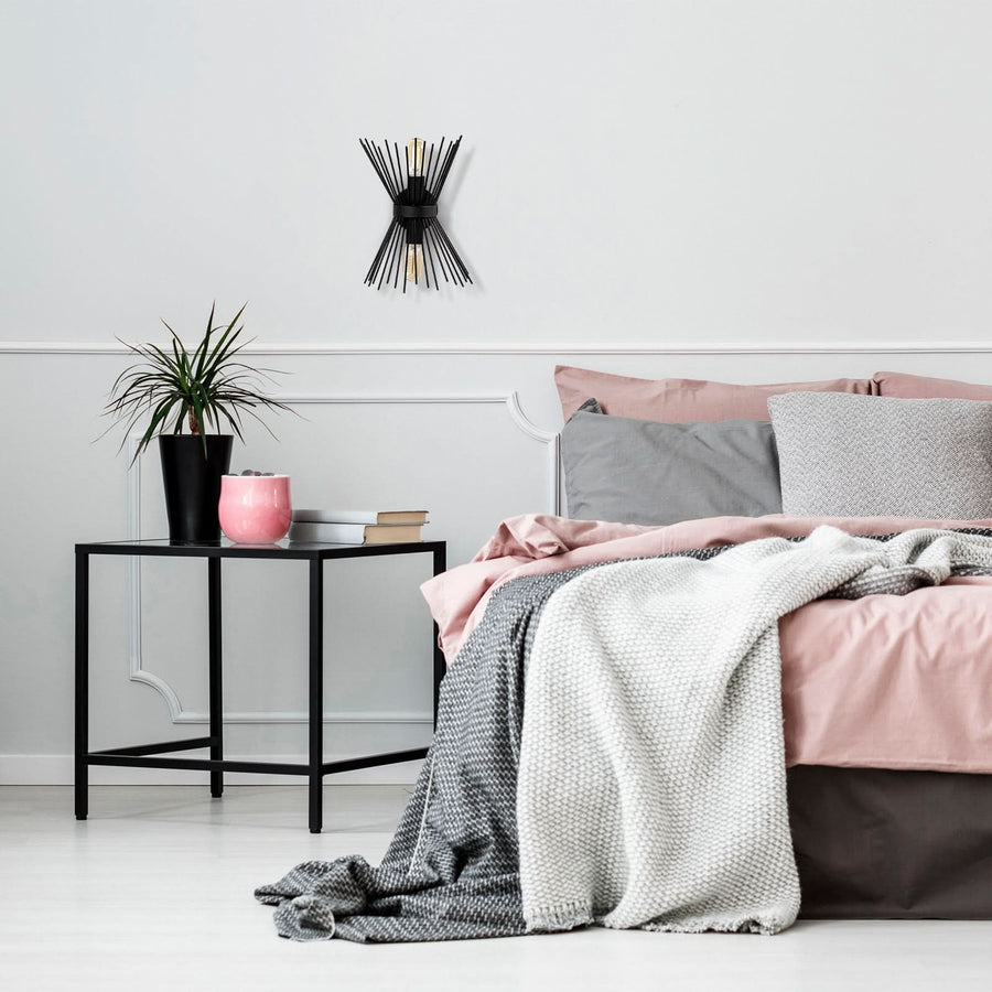 Applique murale Kirpi 3091 en métal, noir, hauteur 33 cm