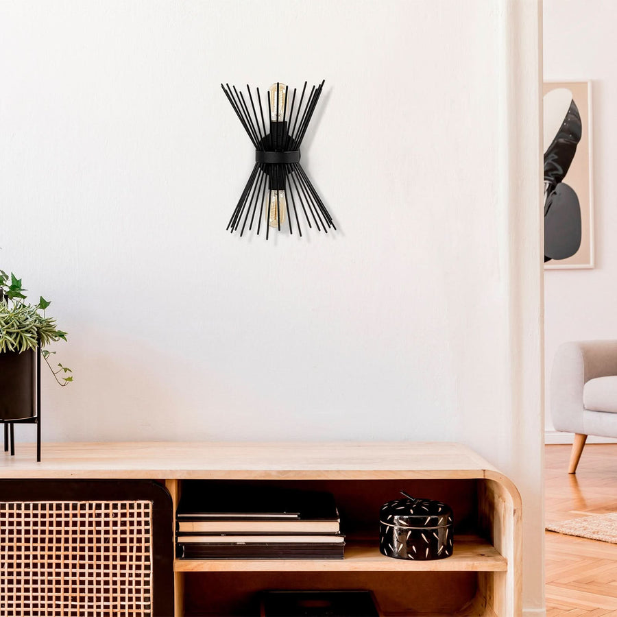 Applique murale Kirpi 3091 en métal, noir, hauteur 33 cm
