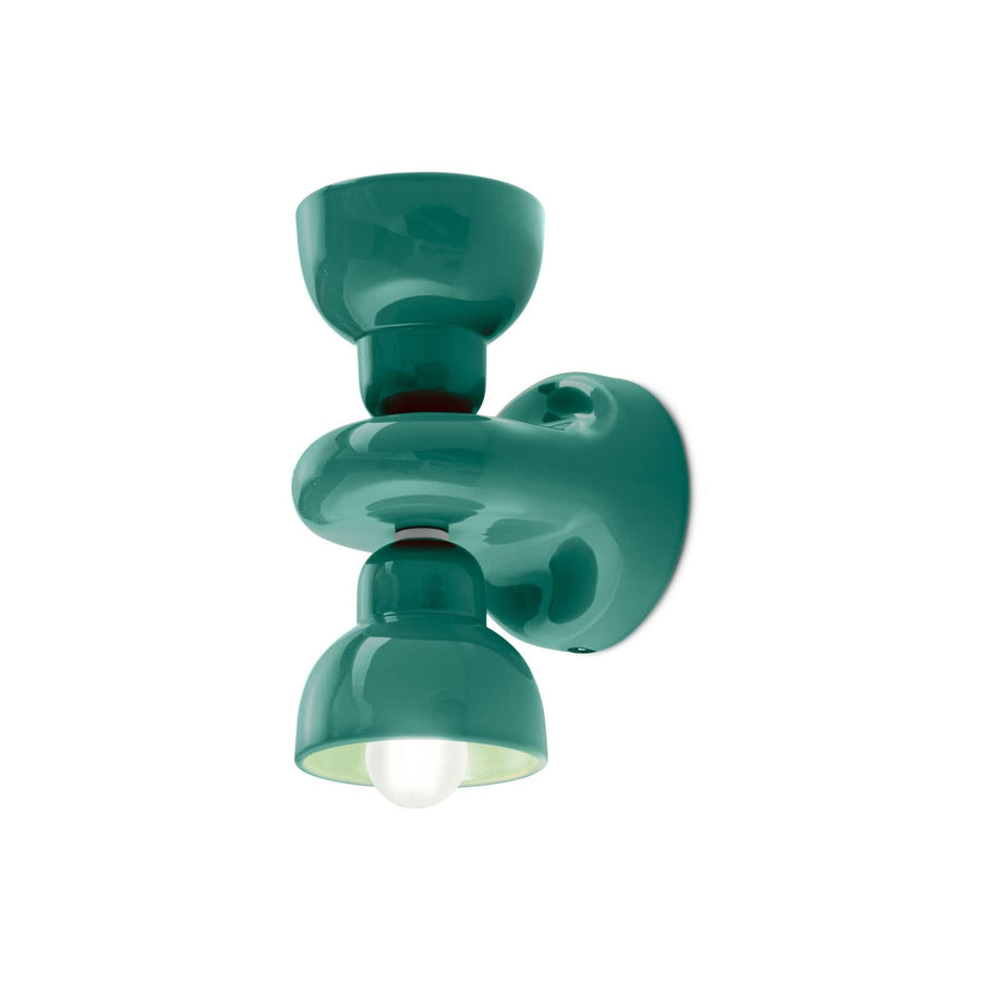 Applique murale Berimbau en céramique, turquoise, 2 lumières, hauteur 25,5 cm