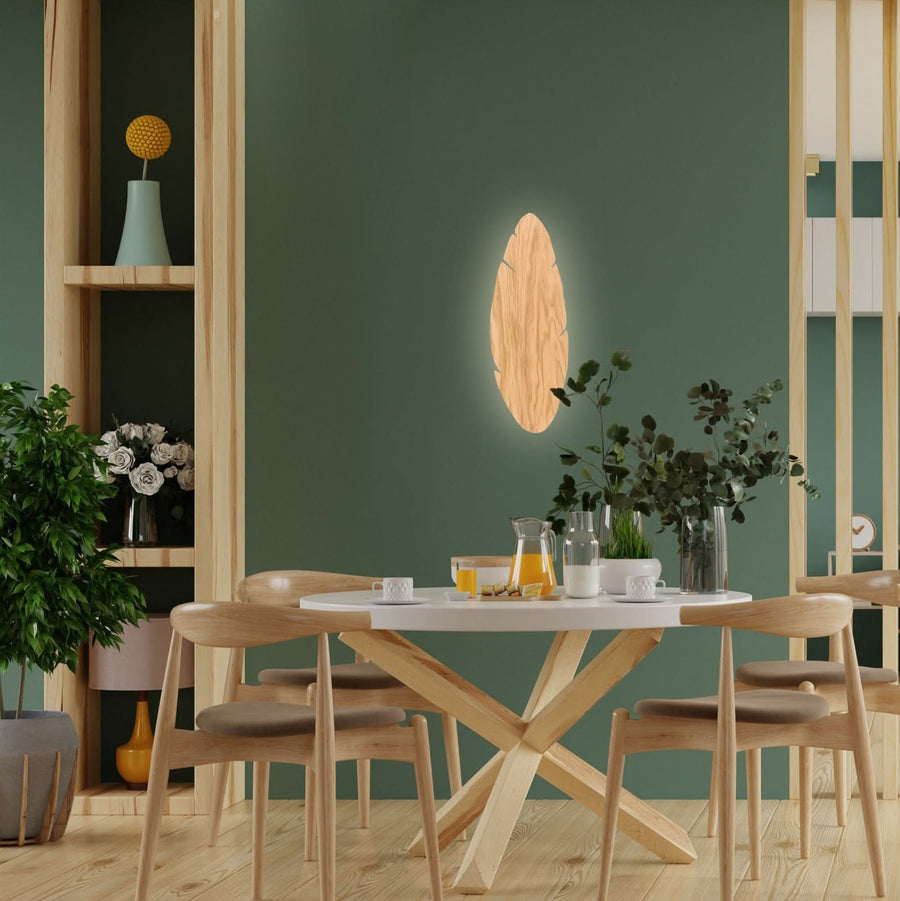 Applique murale Lehti en bois, 2 lumières, hauteur 51 cm