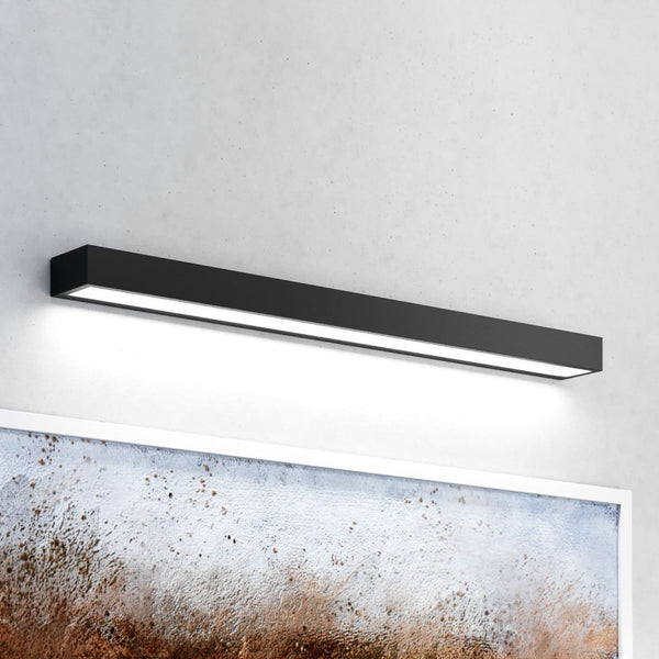 Applique murale LED Vola, noir, hauteur 4,5 cm, IP44, 4000 K, 17,2 W
