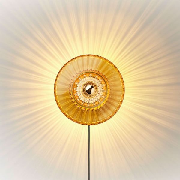 Applique murale New Wave Optic en verre, ambre teinté, Ø 26 cm