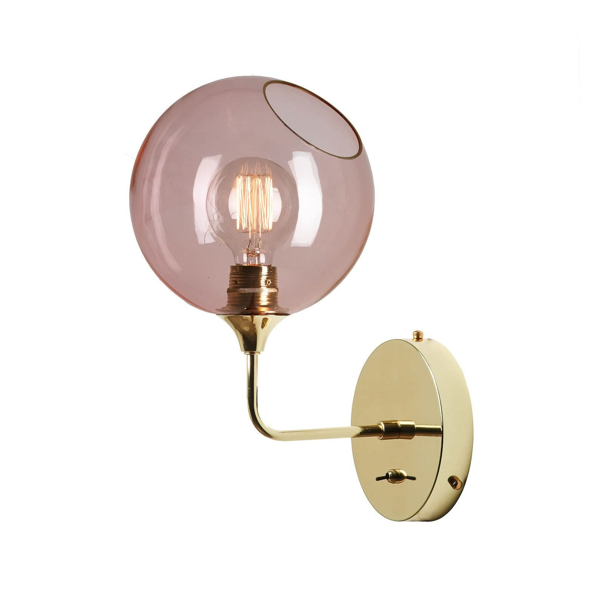 Applique murale Ballroom Short en verre, rose et doré, hauteur 37 cm