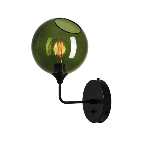 Applique murale Ballroom Short en verre, vert et noir, hauteur 37 cm