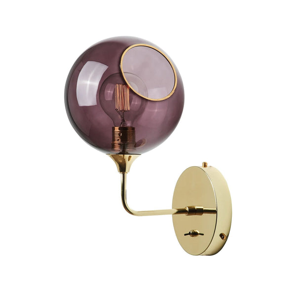 Applique murale Ballroom Short en verre, violet et doré, hauteur 37 cm