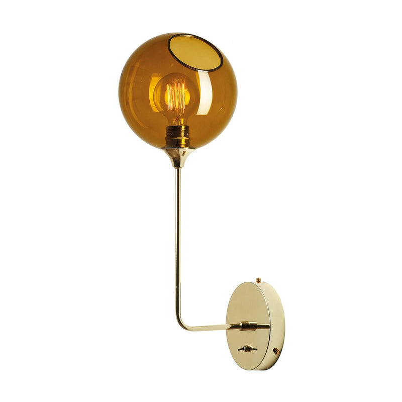 Applique murale Ballroom Long en verre, ambre et doré, hauteur 57 cm